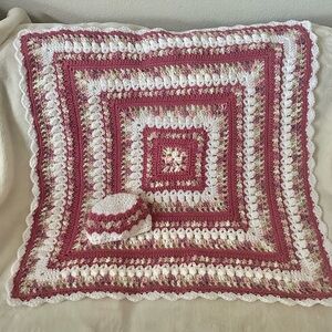 Baby blanket and hat crochet handmade